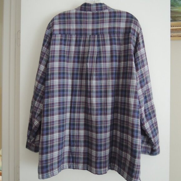 Ladies Shirt Jacket Size 1x Fuzzy Fleece Lined Plaid Cotton Shacket - L. L. Bean - Picture 2 of 9